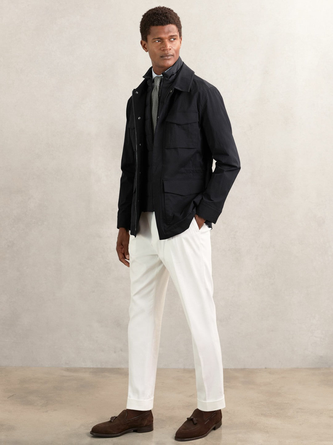 Reiss Featured - Removable-Gilet Safari Jacket in Navy
