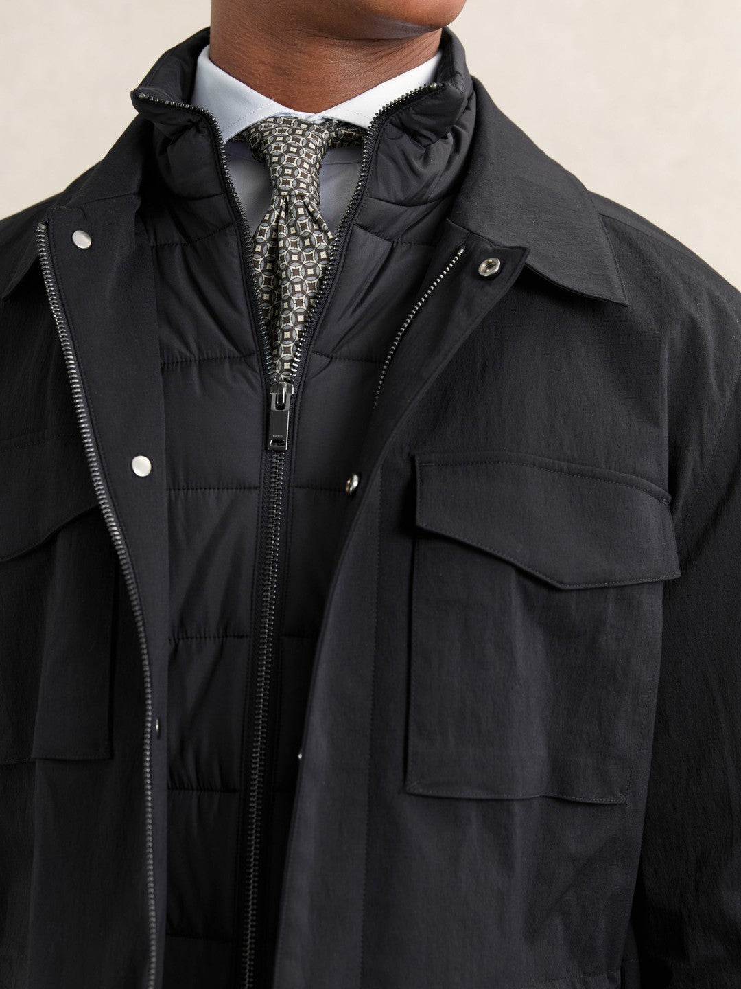 Reiss Featured - Removable-Gilet Safari Jacket in Navy