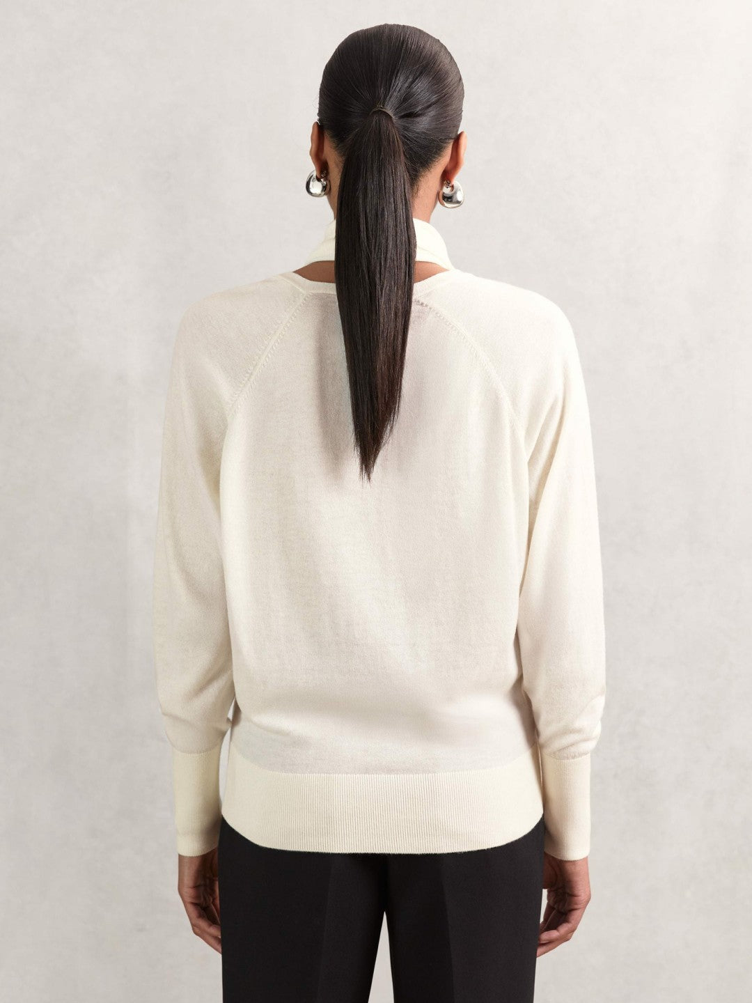 Reiss Featured - Wool Scarf-Tie Draped Jumper in Cream
