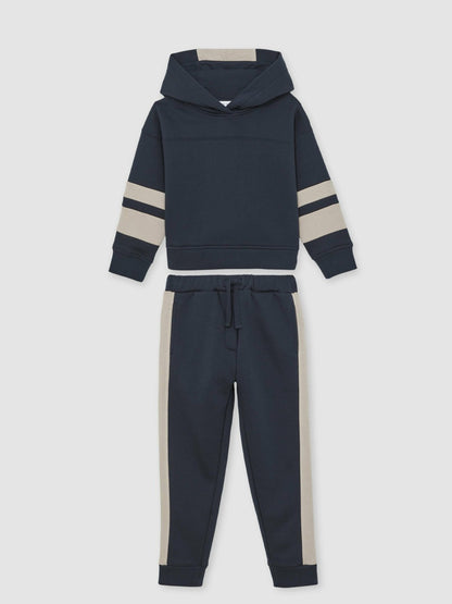 Reiss Sale - Cotton-Blend Joggers and Hoodie Set in Navy