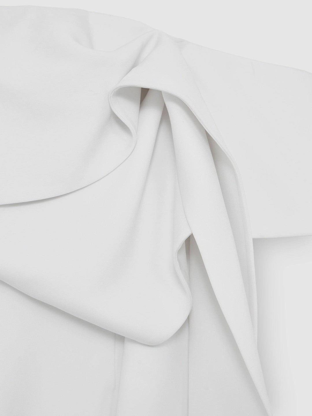 Reiss Sculptural Off-Shoulder Mini Dress in Ivory