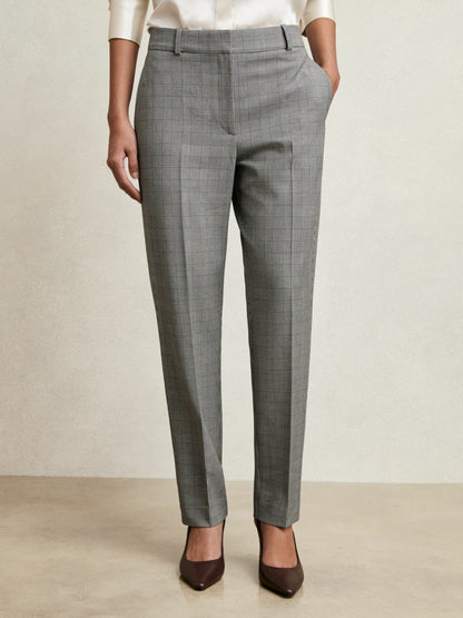 Reiss Value - Check Slim-Fit Suit Trousers in Grey