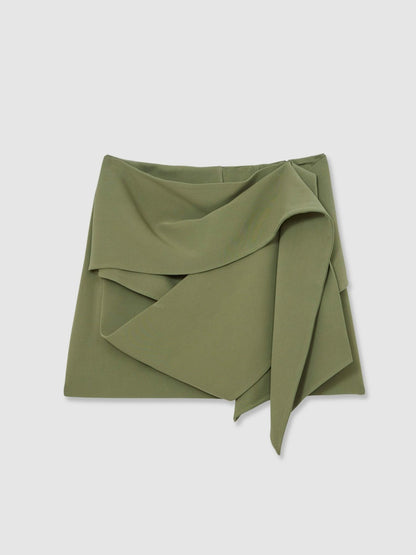 Reiss Sculptural Mini Skirt in Green