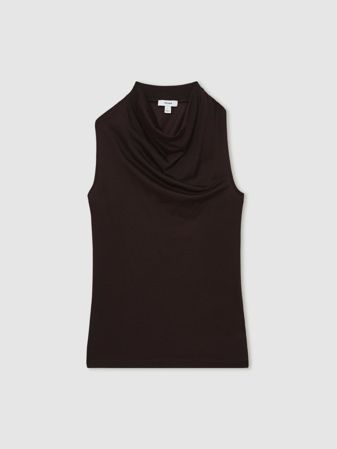 Reiss Cotton-Blend Cowl-Neck Sleeveless Top in Plum Purple