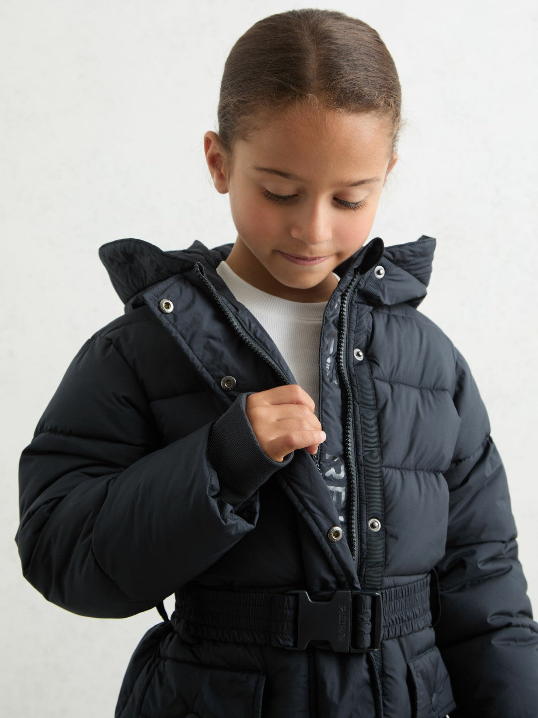 Reiss Deal - Longline Hooded Puffer Coat in Navy