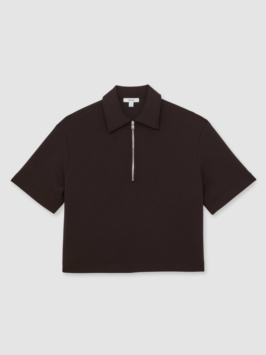 Reiss Popular Choice - Short-Sleeve Half-Zip Sweatshirt in Plum Purple