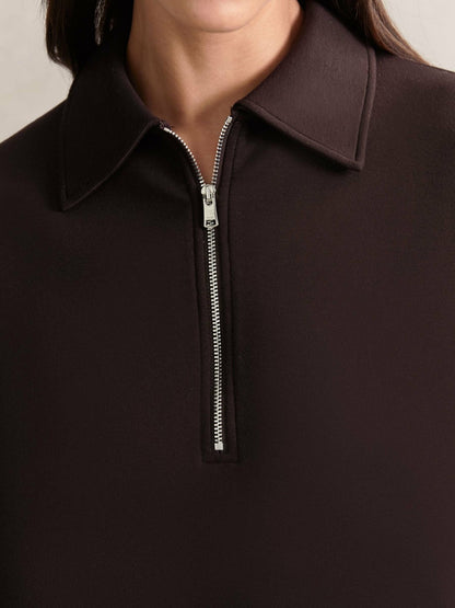 Reiss Popular Choice - Short-Sleeve Half-Zip Sweatshirt in Plum Purple