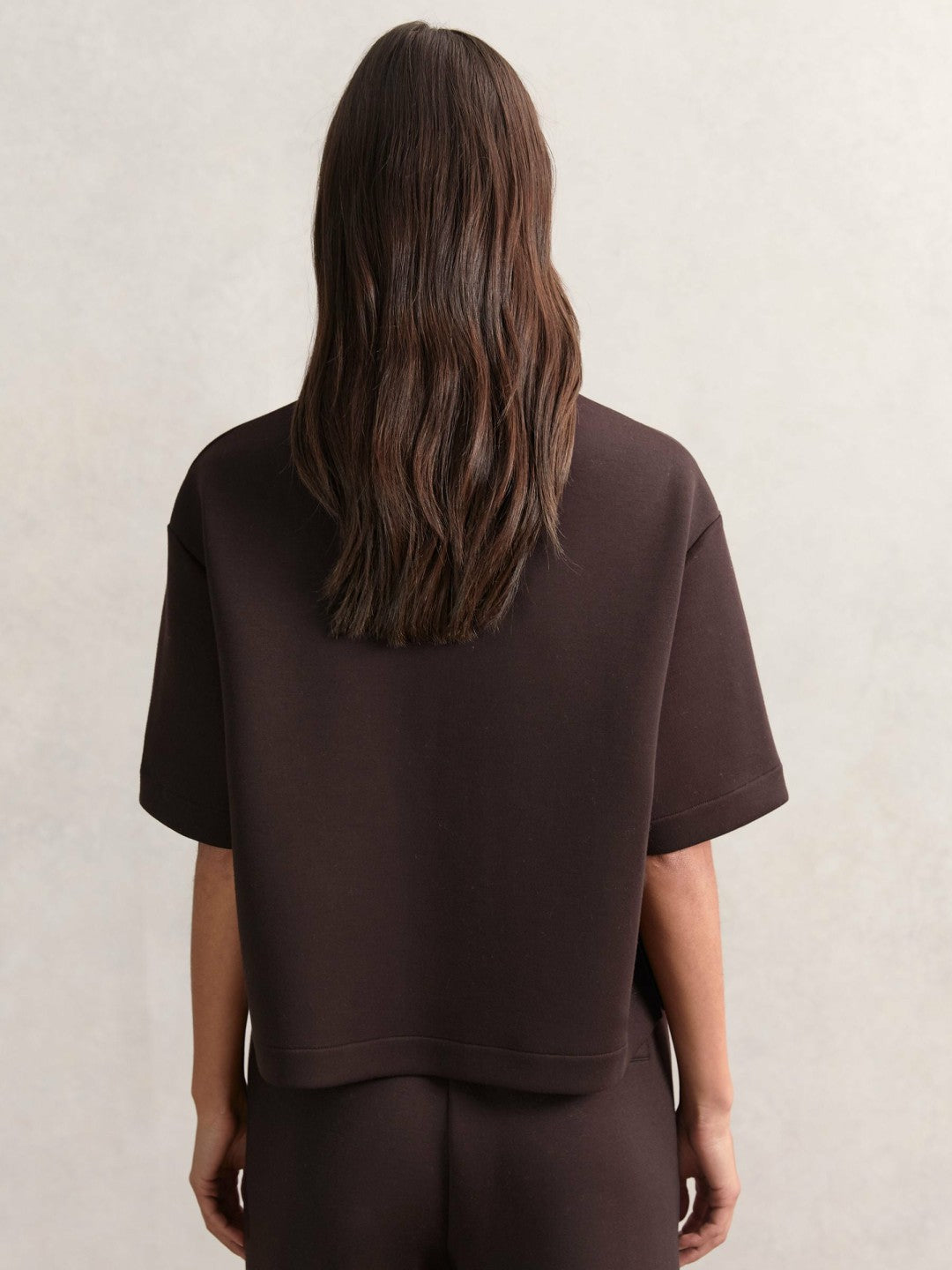 Reiss Popular Choice - Short-Sleeve Half-Zip Sweatshirt in Plum Purple