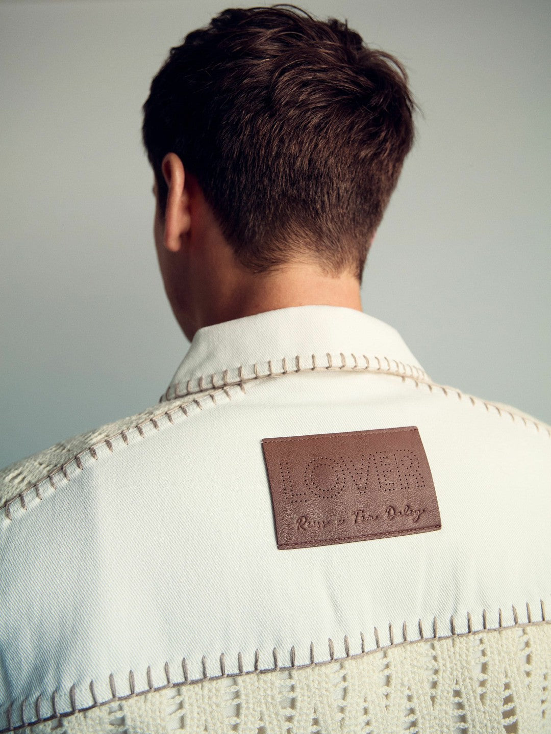 Reiss Affordable - | Tom Daley Crochet Denim Jacket in Off White
