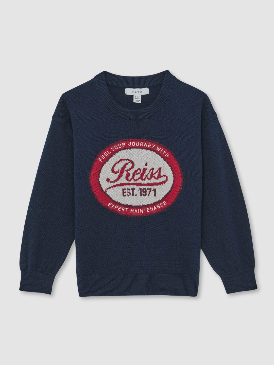 Reiss Savings - 9-13 yrs Cotton Motor Cars Logo Jumper in Navy