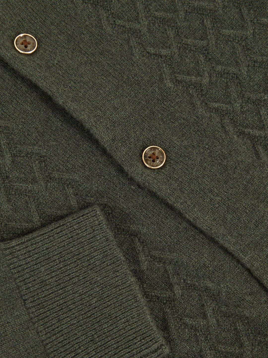 Reiss Best Seller - 3-9 yrs Wool V-Stitch Button-Through Cardigan in Forest Green