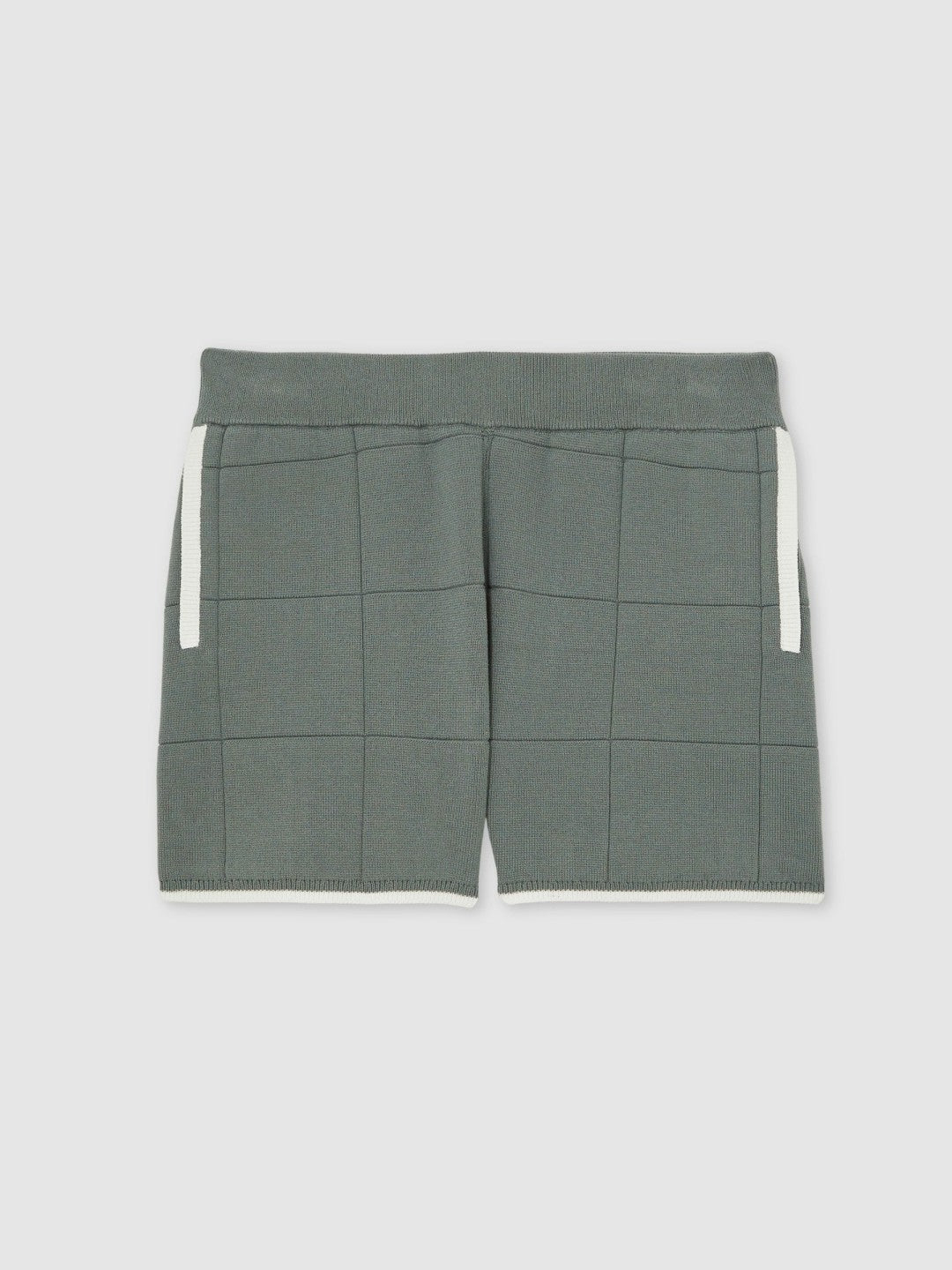 Reiss Tipped Knit Stitch-Detail Shorts in Dark Sage Green