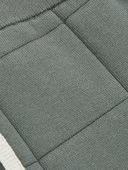 Reiss Tipped Knit Stitch-Detail Shorts in Dark Sage Green