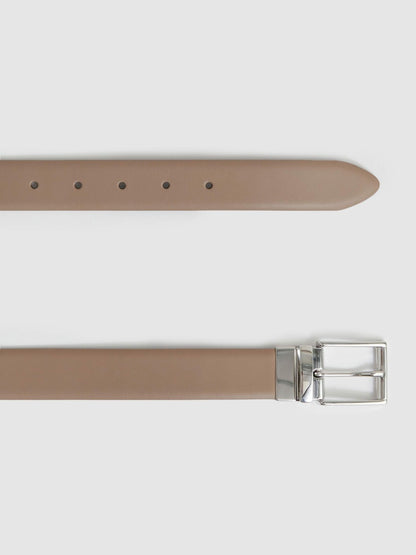 Reiss Savings - Reversible Leather Belt in Dark Stone/Navy