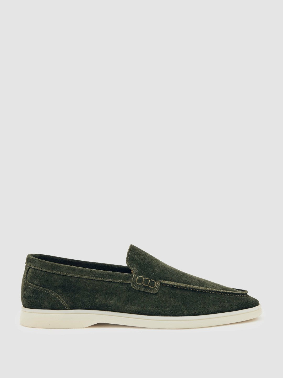 Reiss Affordable - Suede Slip-On Loafers in Forest Green