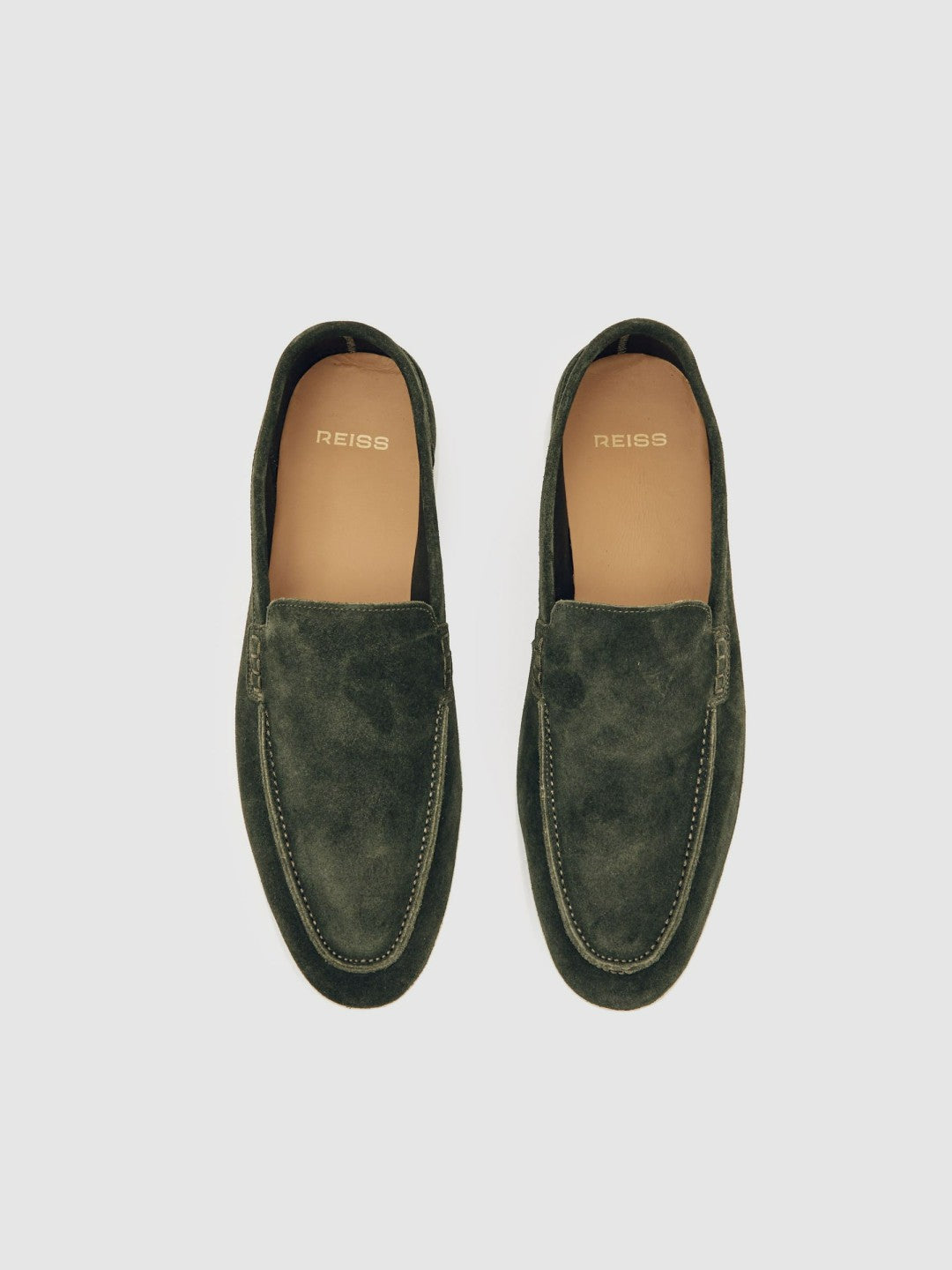 Reiss Affordable - Suede Slip-On Loafers in Forest Green