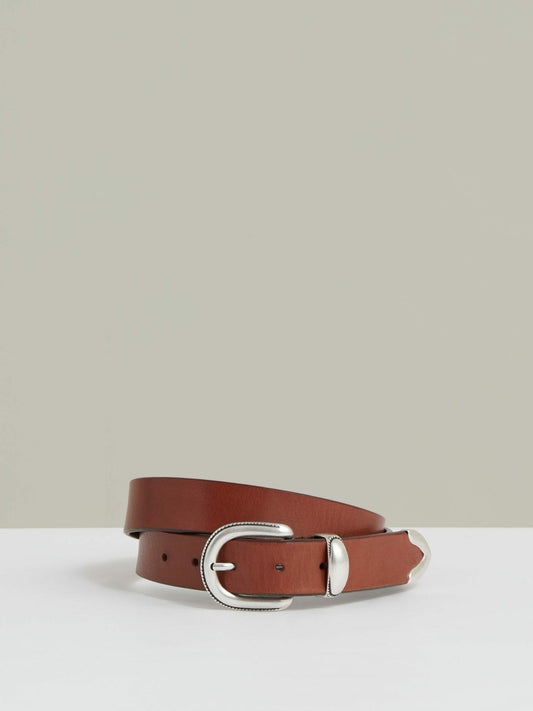 Reiss Sale - Leather Western Belt in Tan Brown