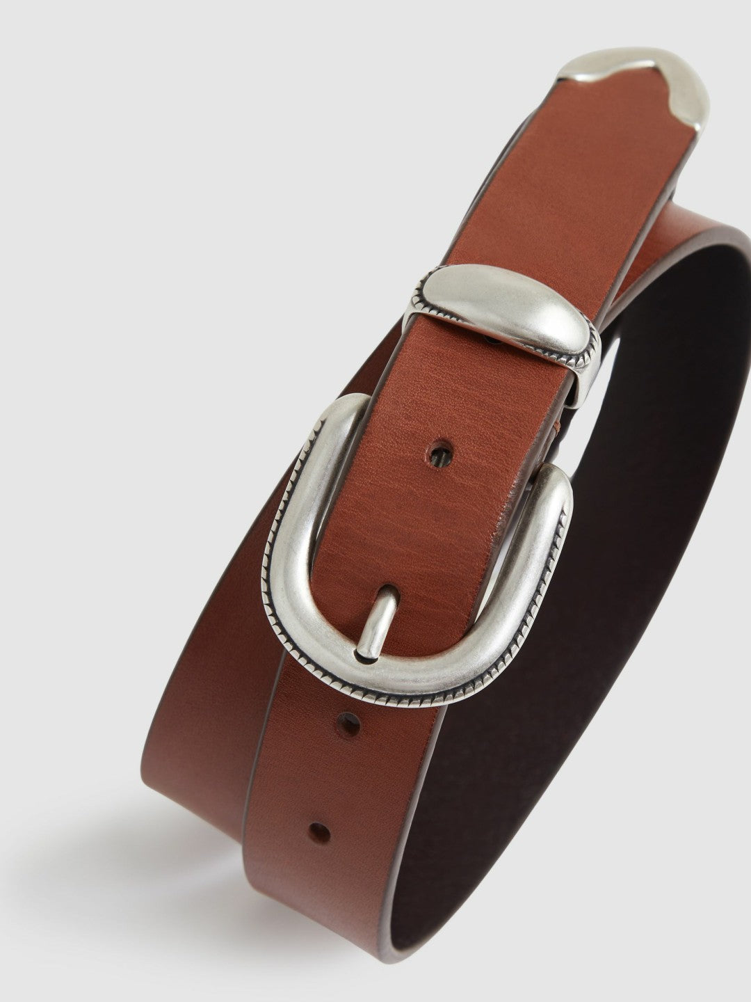 Reiss Sale - Leather Western Belt in Tan Brown