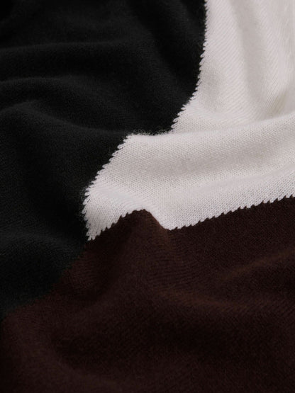 Reiss Featured - Wool-Blend Colourblock Knit Jumper with Cashmere in Black/Burgundy/Cream