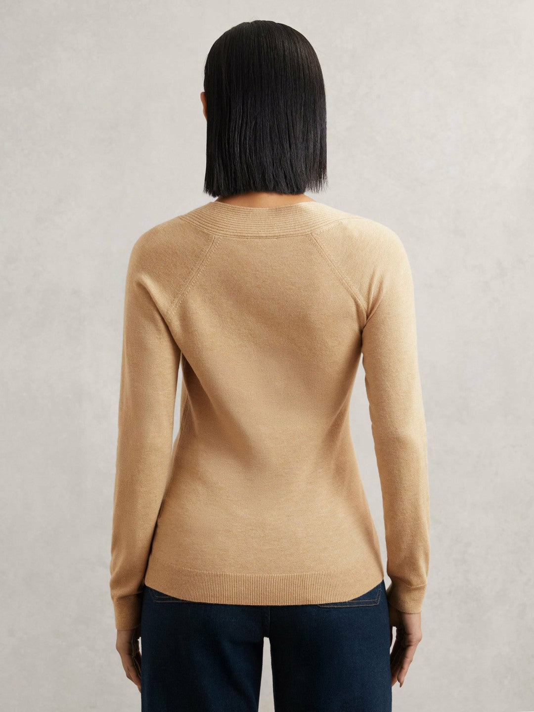 Reiss Wool-Blend Asymmetric Knit Top in Camel