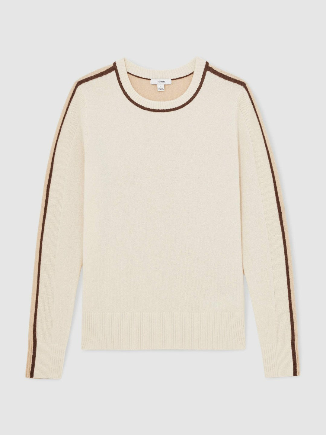 Reiss Popular Choice - Wool-Blend Colour-Block Jumper With Cashmere in Cream/Neutral