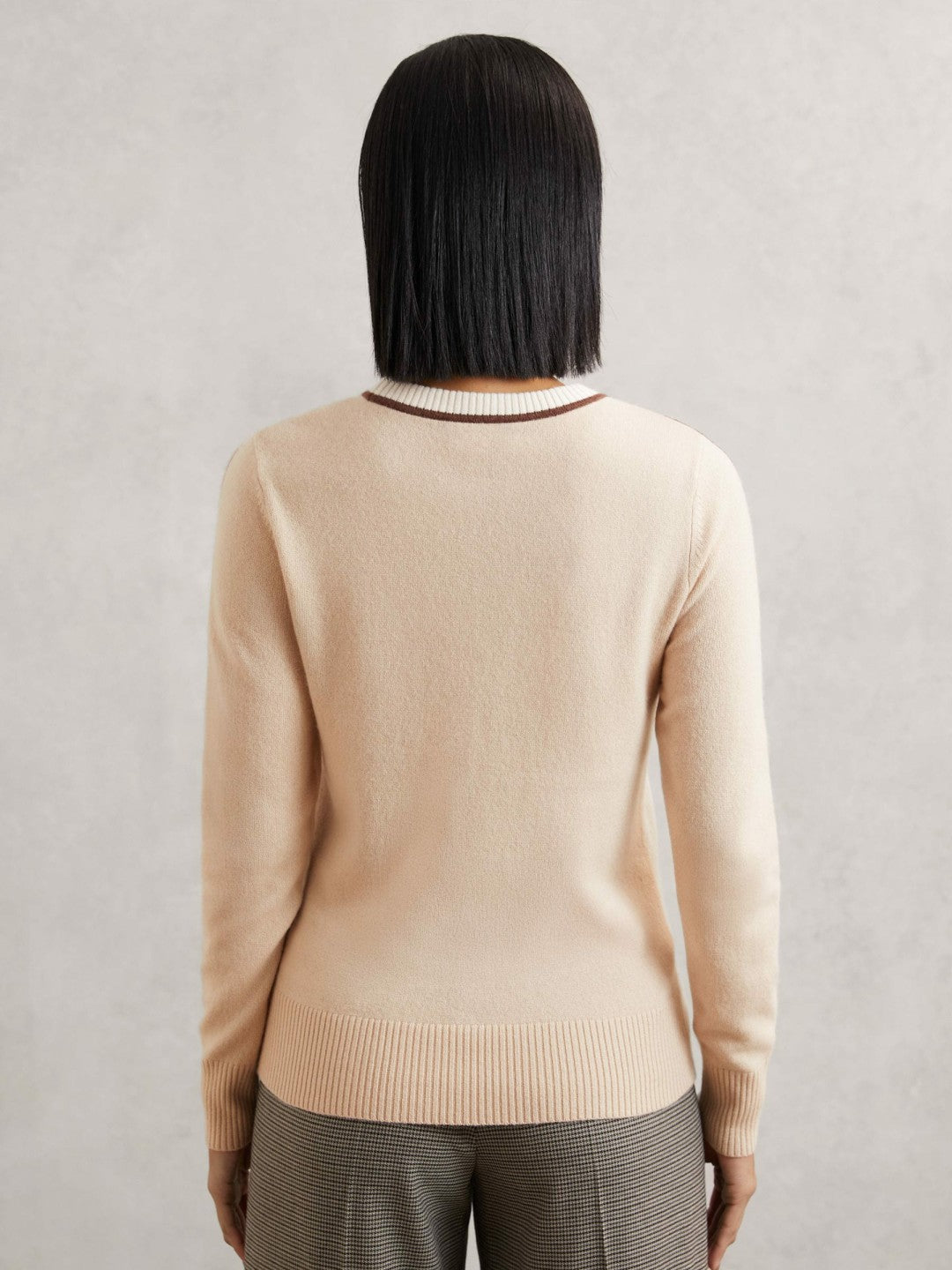 Reiss Popular Choice - Wool-Blend Colour-Block Jumper With Cashmere in Cream/Neutral