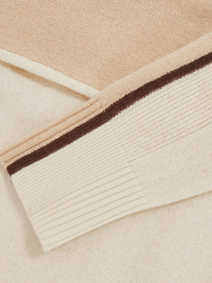 Reiss Popular Choice - Wool-Blend Colour-Block Jumper With Cashmere in Cream/Neutral