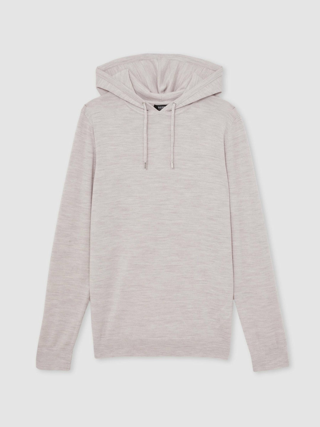 Reiss Value - Merino Wool Drawstring Hoodie in Wicker Brown Melange