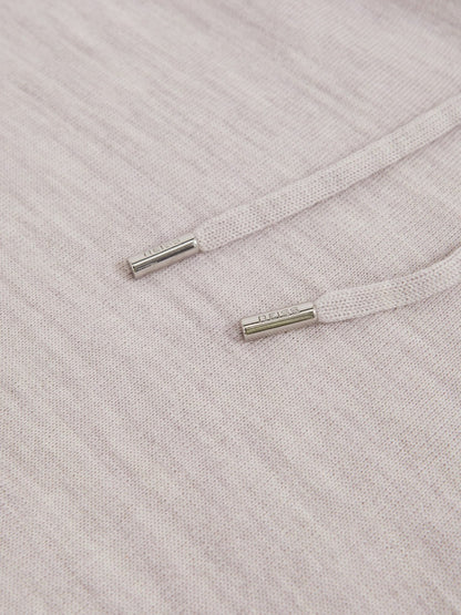 Reiss Value - Merino Wool Drawstring Hoodie in Wicker Brown Melange