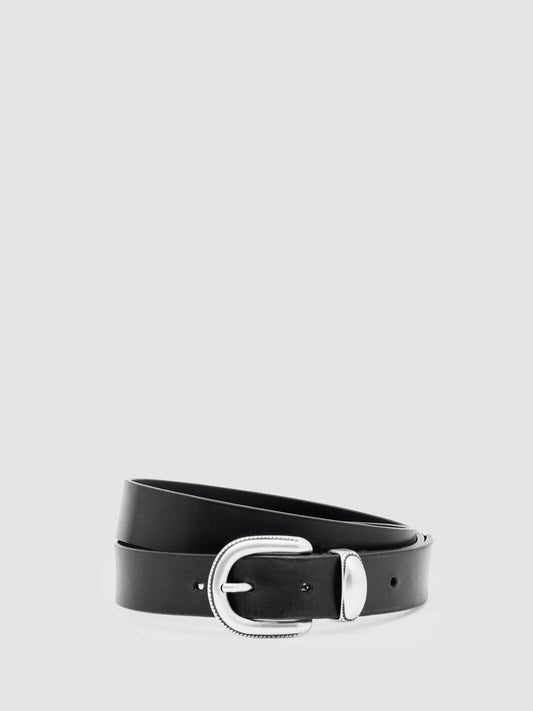 Reiss Value - Leather Western Belt in Black
