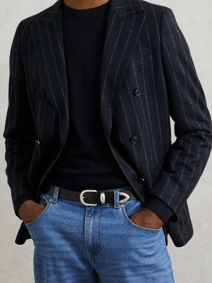 Reiss Value - Leather Western Belt in Black