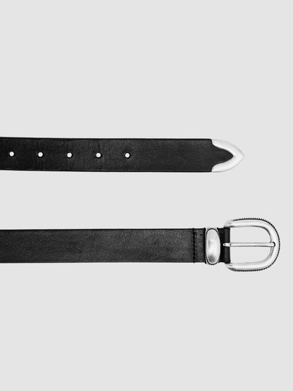 Reiss Value - Leather Western Belt in Black