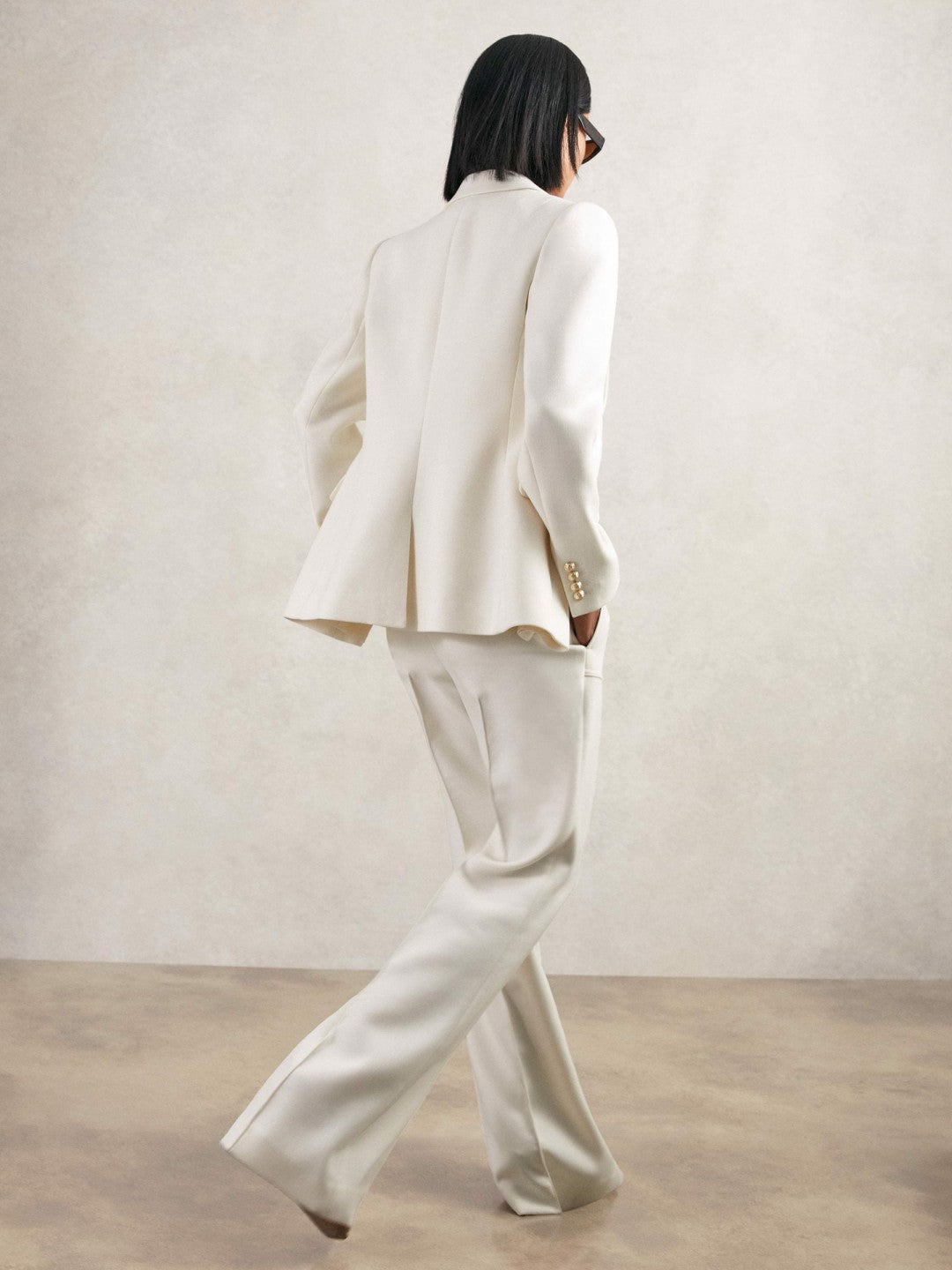 Reiss Best Seller - Double-Breasted Twill Suit Blazer With Wool in White