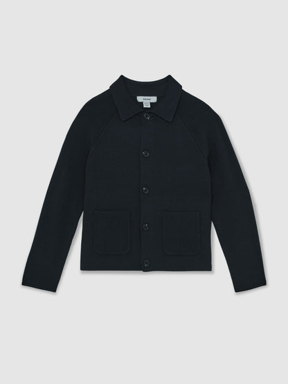 Reiss 9-13 yrs Button-Through Knitted Cardigan in Navy