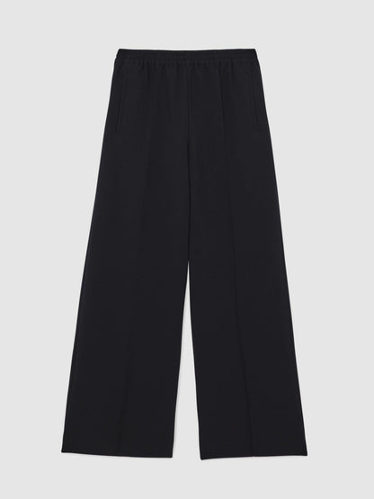 Reiss Value - Petite Wide Leg Elasticated Waist Trousers in Navy