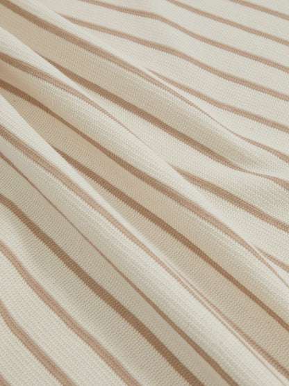 Reiss Value - Cotton Textured Stripe T-Shirt in Oatmeal/White