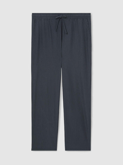 Reiss Offer - Textured Stripe Drawstring Trousers in Petrol Blue
