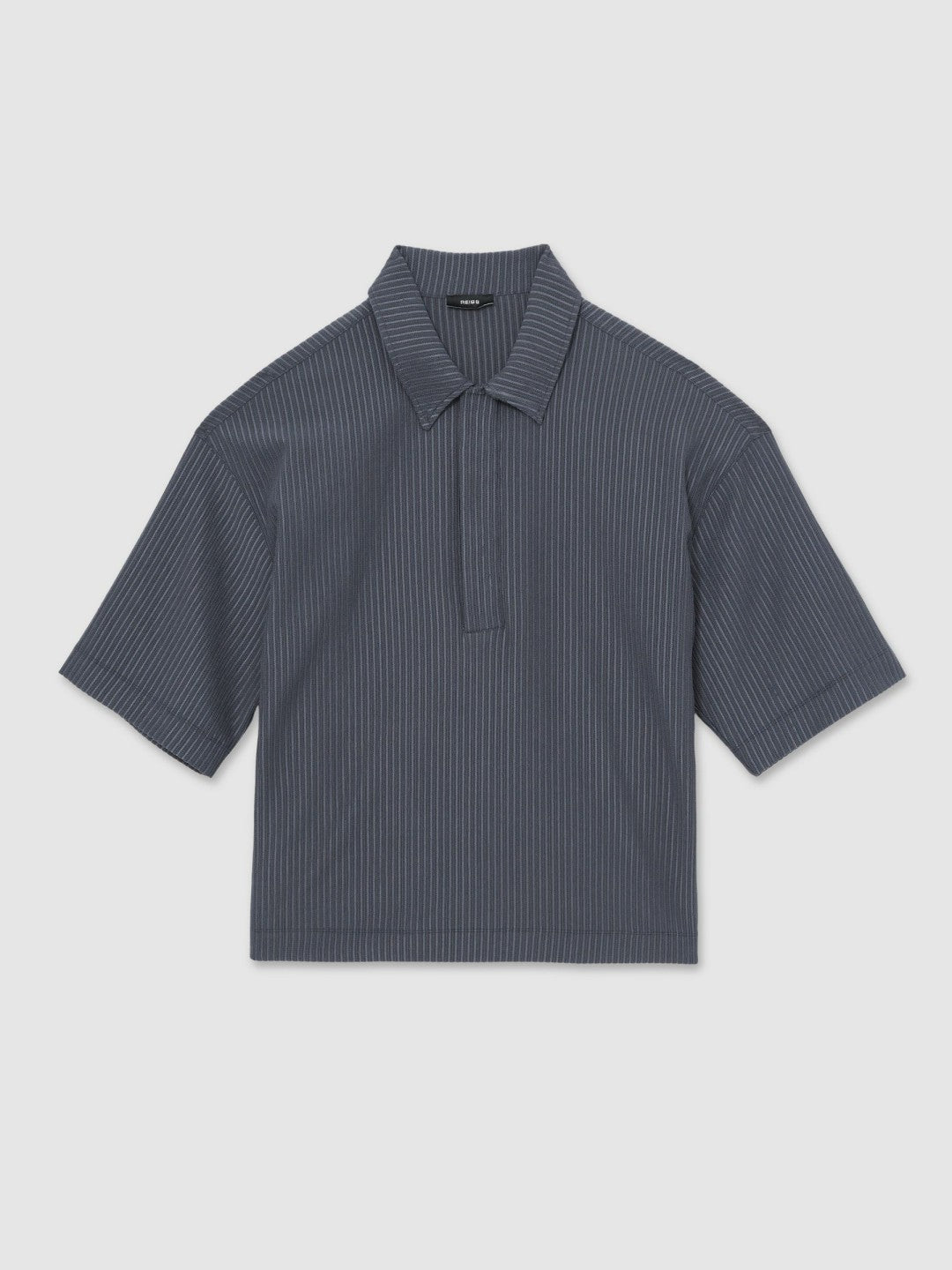 Reiss Value - Oversized Textured Stripe Polo Shirt in Petrol Blue