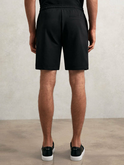 Reiss Featured - Textured Drawstring Shorts in Black