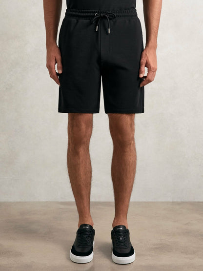 Reiss Featured - Textured Drawstring Shorts in Black
