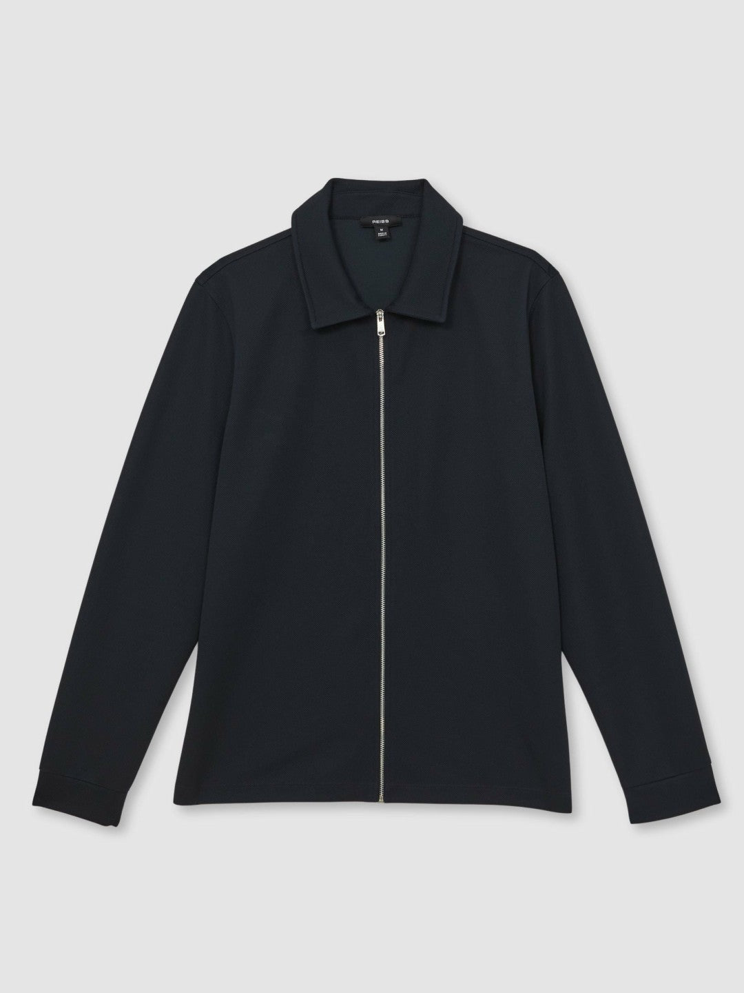 Reiss Popular Choice - Textured Zip Through Overshirt in Navy
