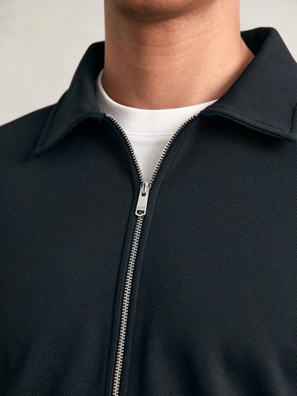 Reiss Popular Choice - Textured Zip Through Overshirt in Navy