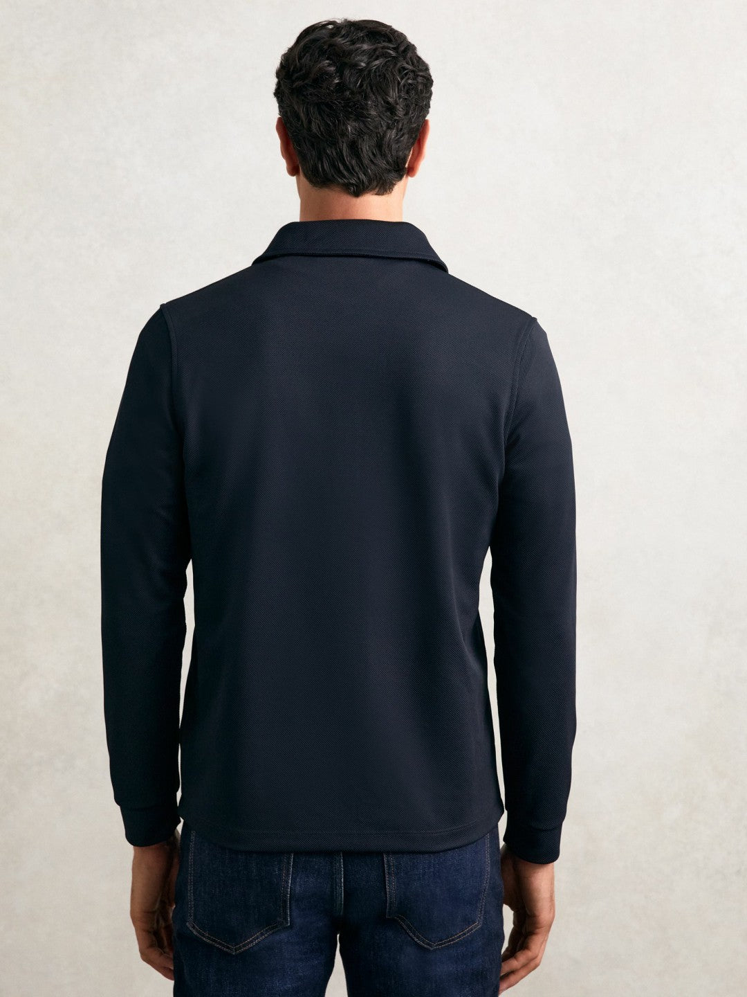 Reiss Popular Choice - Textured Zip Through Overshirt in Navy