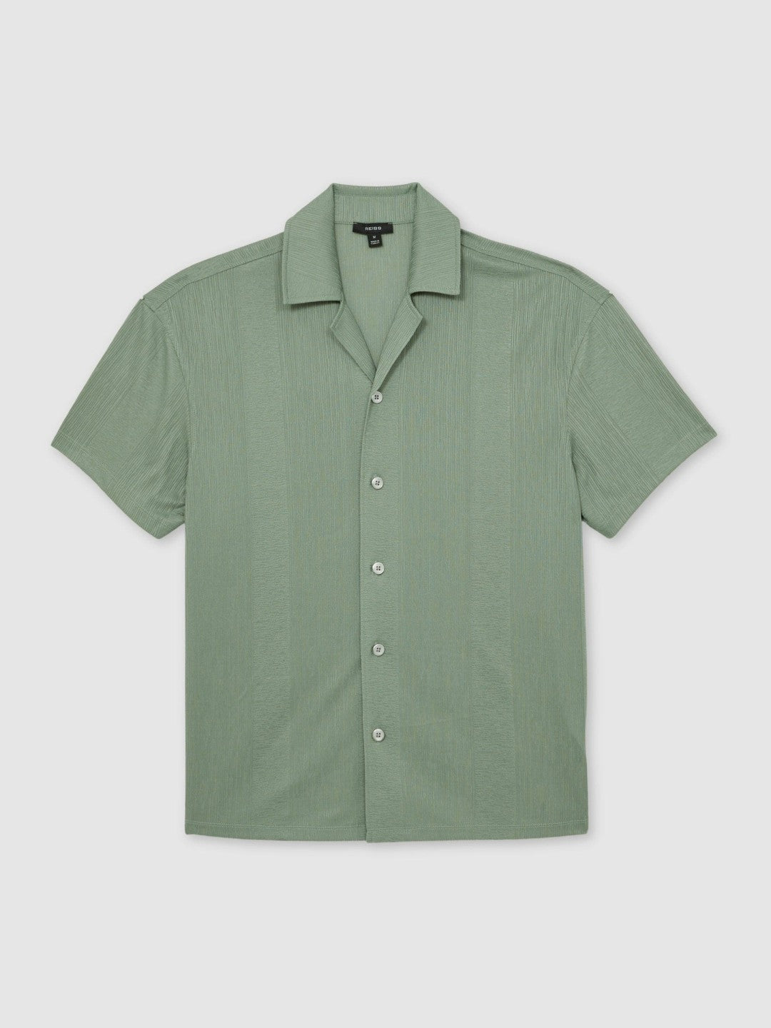 Reiss Jacquard-Stripe Cuban-Collar Shirt in Mint Green