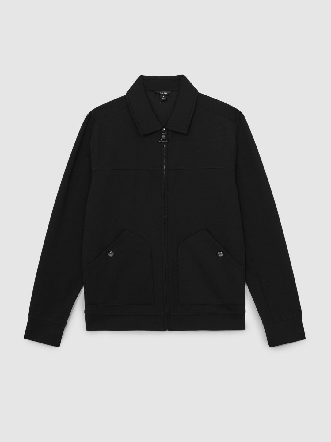 Reiss Best Seller - Interlock Zip Through Overshirt in Black