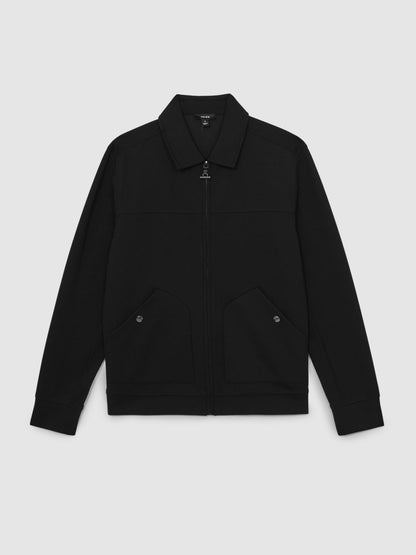 Reiss Best Seller - Interlock Zip Through Overshirt in Black