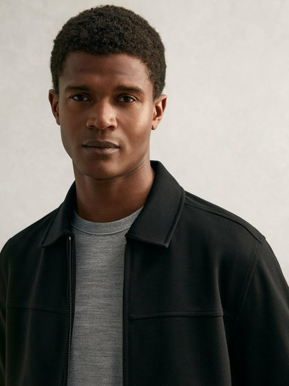 Reiss Best Seller - Interlock Zip Through Overshirt in Black