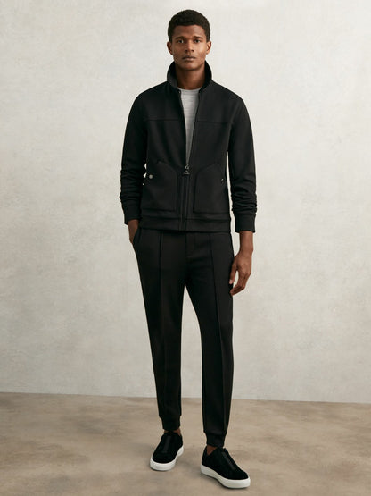 Reiss Best Seller - Interlock Zip Through Overshirt in Black
