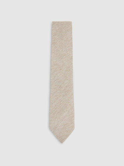 Reiss Popular Choice - Wool-Silk Textured Tie in Oatmeal