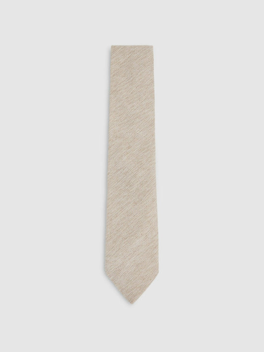 Reiss Popular Choice - Wool-Silk Textured Tie in Oatmeal